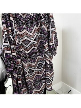 Express Purple Black White Geometric Print Dress